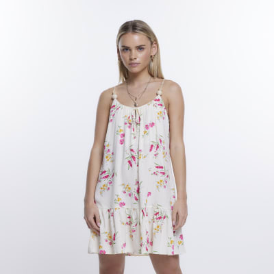 Petite yellow floral slip mini dress River Island