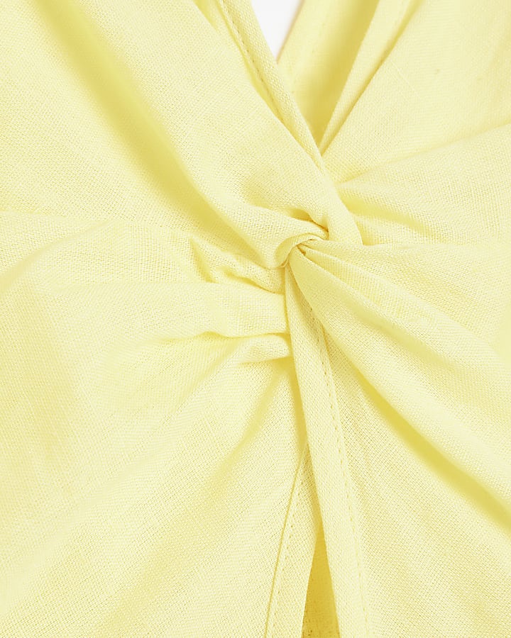 Petite yellow linen mini dress