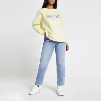 Petite yellow 'New York' sweatshirt