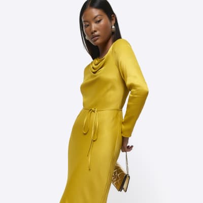 yellow bodycon maxi dress