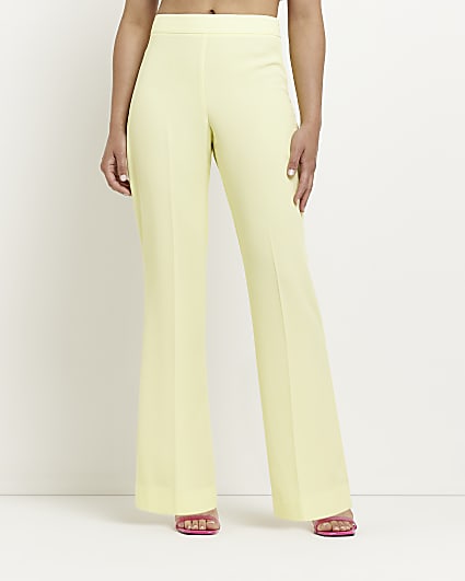 Petite yellow split flare trousers