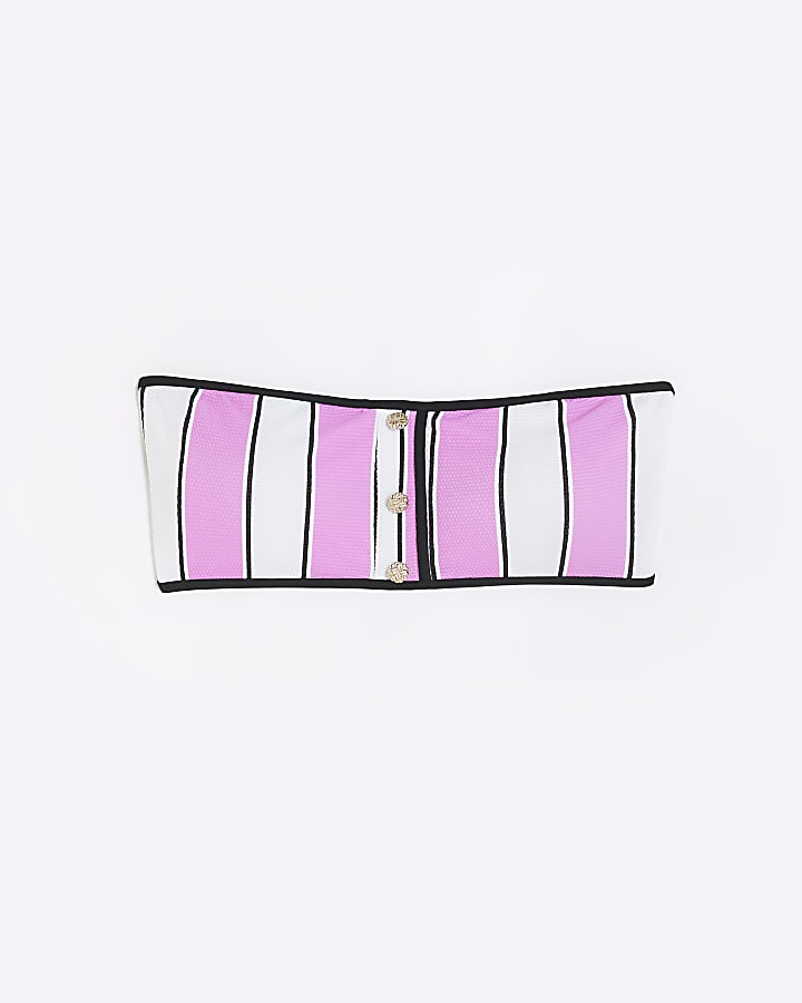 Pink  stripe bandeau bikini top