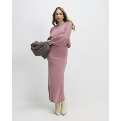 Pink 2 In 1 Jumper Maxi Dress