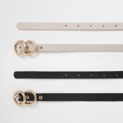 Pink 2 pack double ring belt