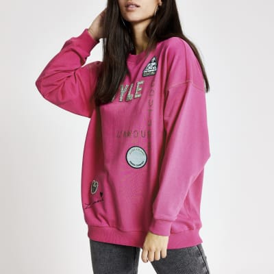 river island pink hoodie