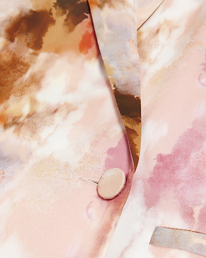 Pink abstract print blazer