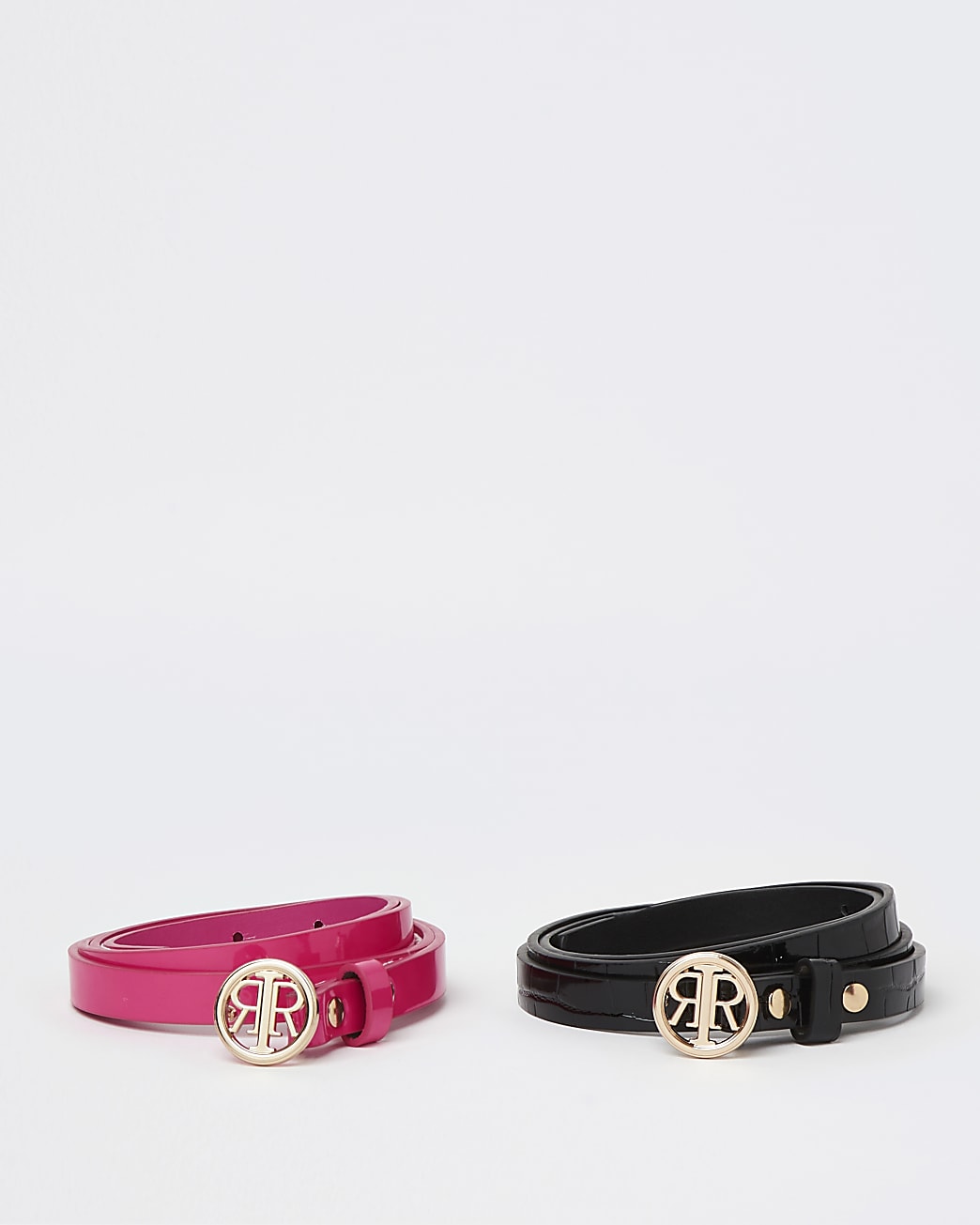 Pink and black RI buckle belts multipack