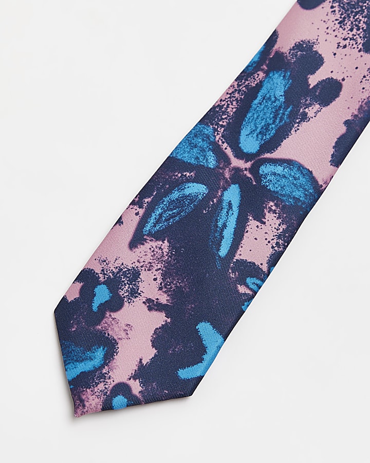Pink and Blue floral tie