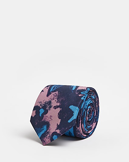 Pink and Blue floral tie
