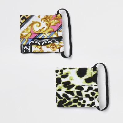 Pink animal print face covering pack of 2