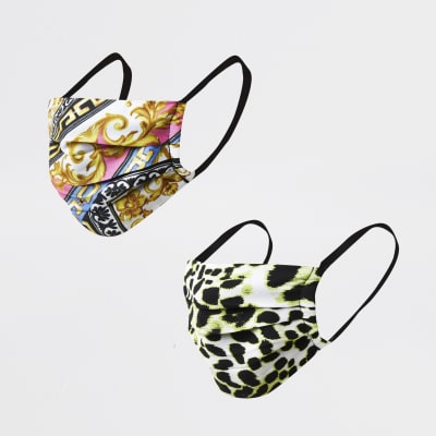 Pink animal print face covering pack of 2