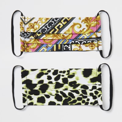 Pink animal print face covering pack of 2