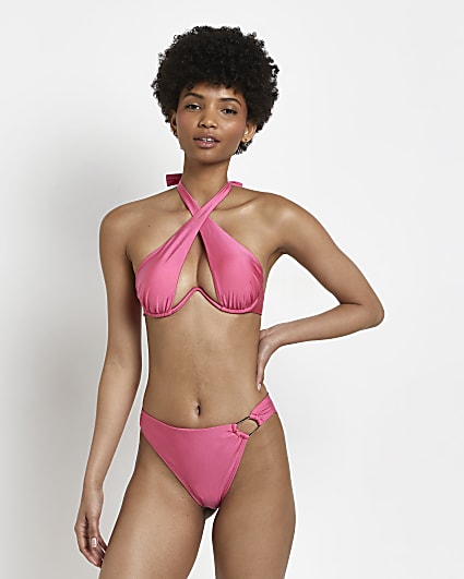 Pink asymmetric bikini bottoms