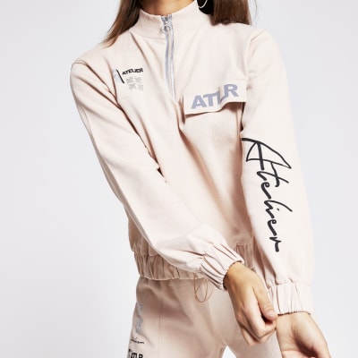Pink 'ATLR' half zip sweatshirt