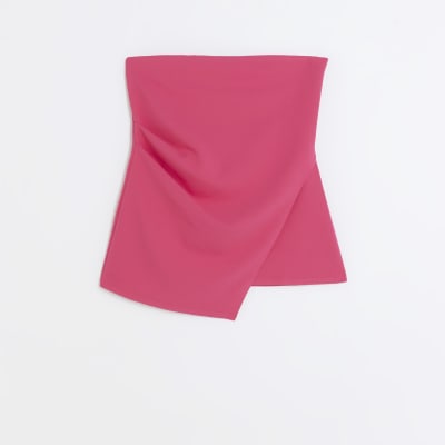 Pink bandeau asymmetric top