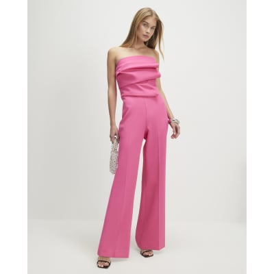 Pink Bandeau Tailored Jumpsuit