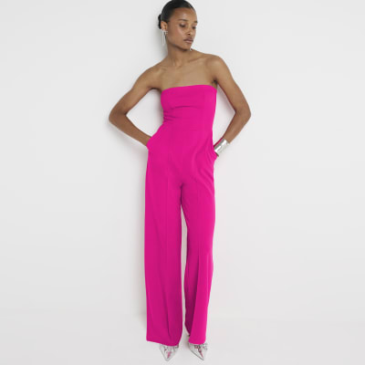 Boiler Jumpsuit River Island Pink Boiler Suit Bandeau Jumpsuit