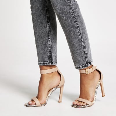 pink barely there sandals