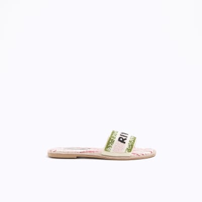 River island white sliders hot sale