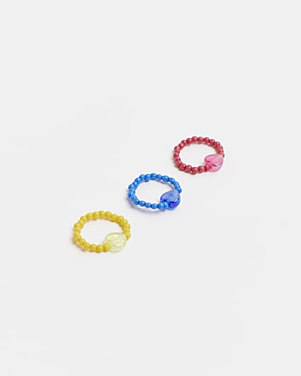 Pink beaded ring multipack