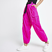Pink belted utility trousers