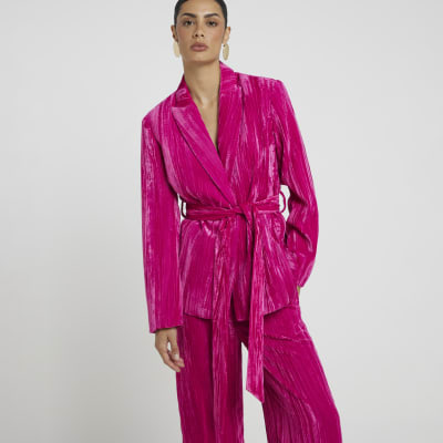 Pink velvet suit womens hotsell