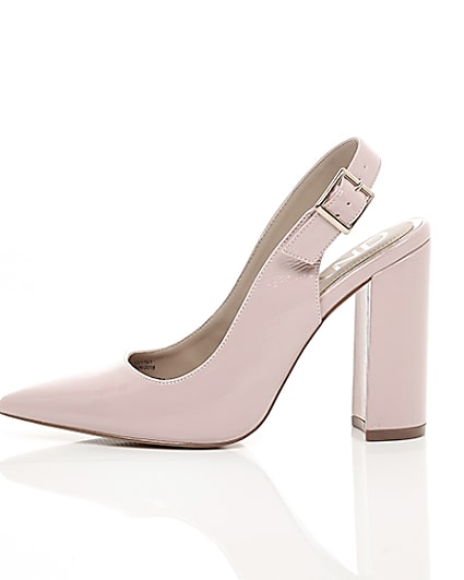 360 degree animation of product Pink block heel sling back court shoes frame-22