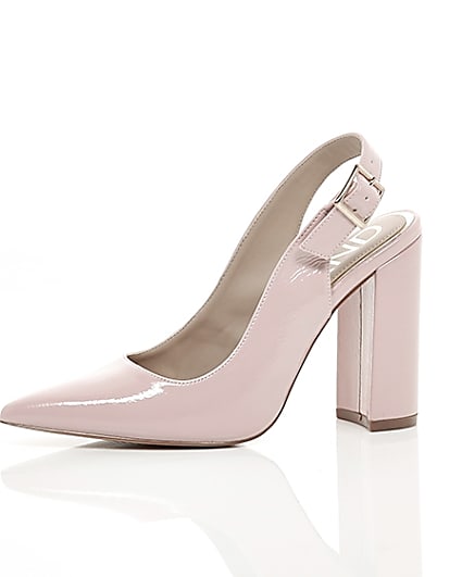 360 degree animation of product Pink block heel sling back court shoes frame-23