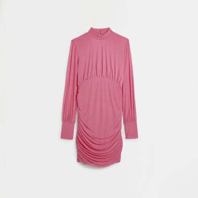 Pink bodycon maternity mini dress River Island