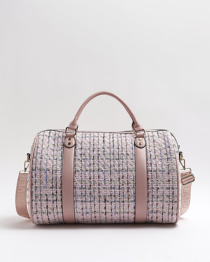 Womens boucle barrel holdall bag River Island Women Accessories Bags Travel Bags 