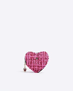 Pink boucle heart purse