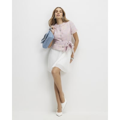 Pink Boucle Hybrid Mini Dress