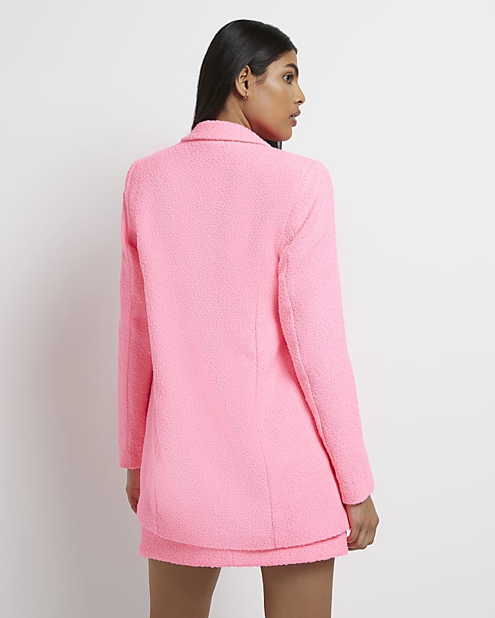Pink boucle oversized blazer