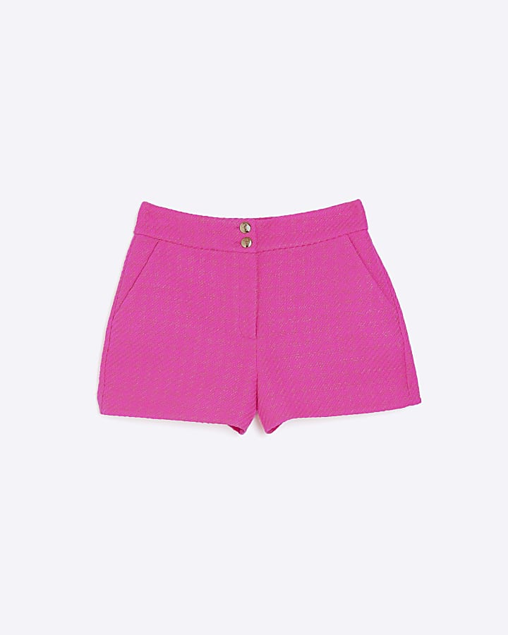 Pink boucle shorts