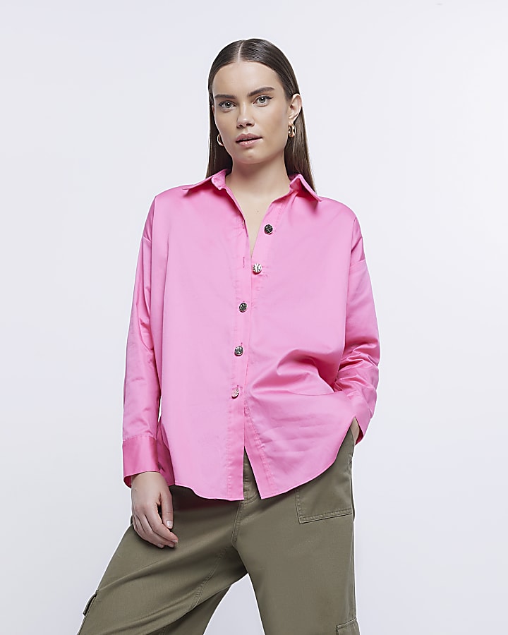 Pink bow detail long sleeve shirt