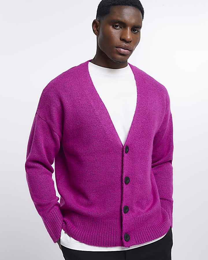 Pink boxy fit knitted cardigan