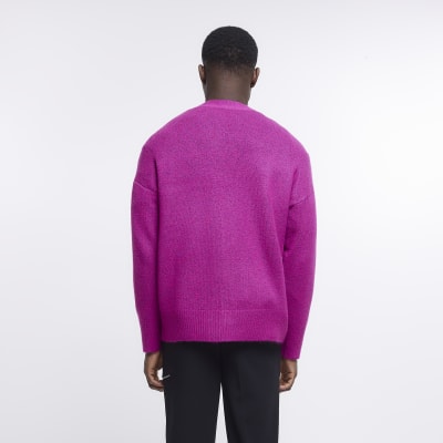 Pink boxy fit knitted cardigan