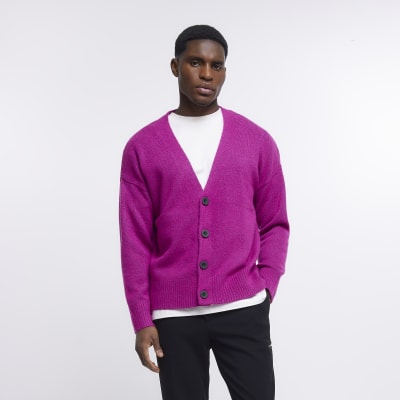 purple pink cardigan