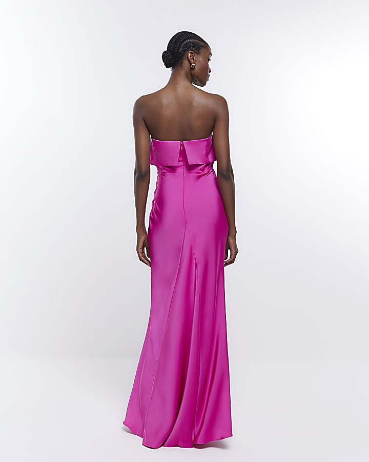 Pink Bridesmaid Bandeau Maxi Dress