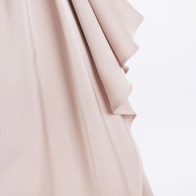 Pink Bridesmaid Drape Shoulder Jumpsuit