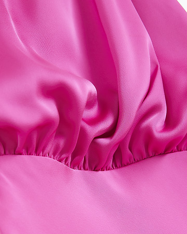 Pink Bridesmaid Halter Maxi Dress