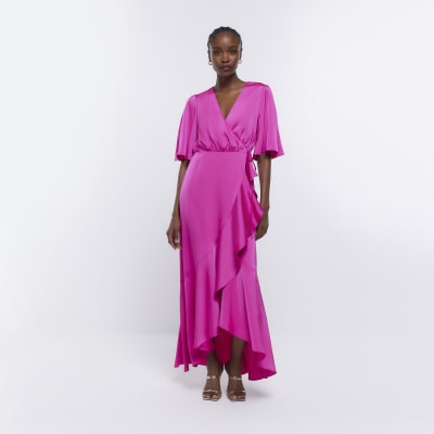 cerise pink wrap dress