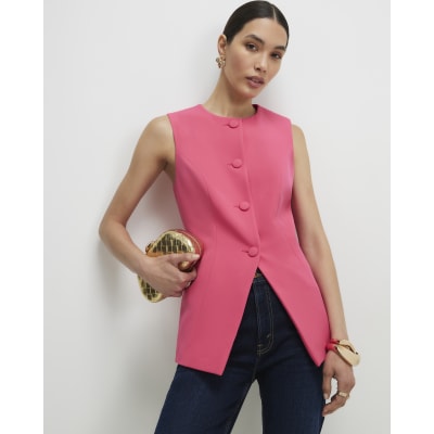 Pink Button Detail Waistcoat
