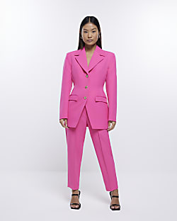 Pink Buttoned Cigarette Trousers