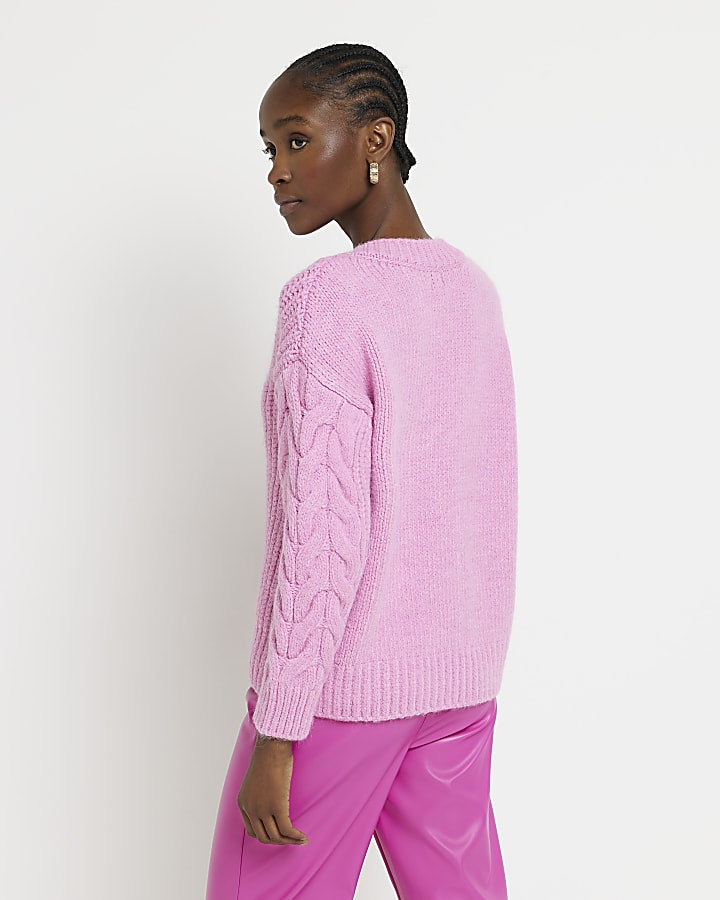Pink cable knit jumper