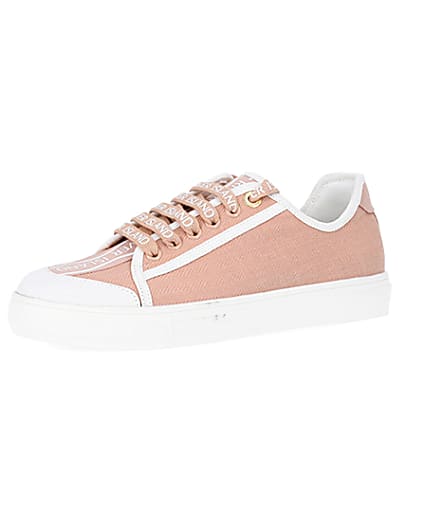 360 degree animation of product Pink canvas plimsoll trainers frame-1
