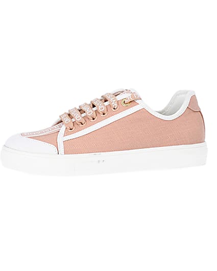 360 degree animation of product Pink canvas plimsoll trainers frame-2