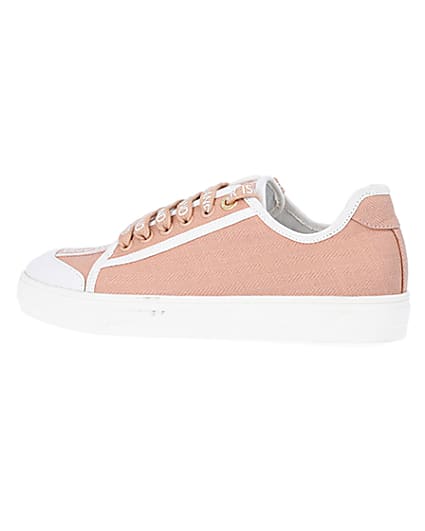 360 degree animation of product Pink canvas plimsoll trainers frame-4