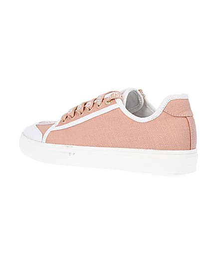 360 degree animation of product Pink canvas plimsoll trainers frame-5