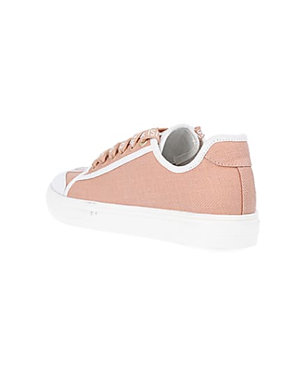 360 degree animation of product Pink canvas plimsoll trainers frame-6